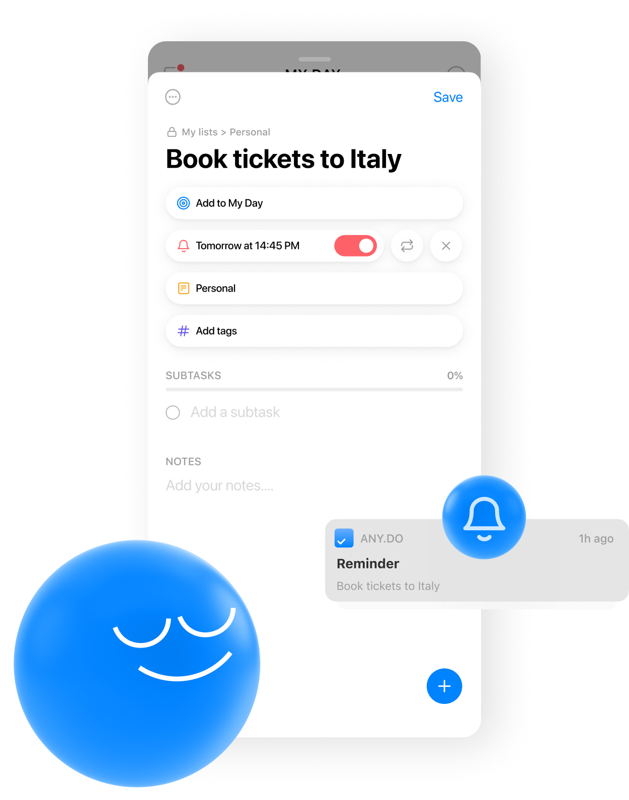 Create daily, weekly, monthly, yearly and location reminders