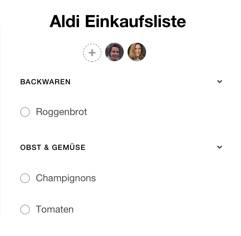 Gemeinsam Einkaufsliste für Familien