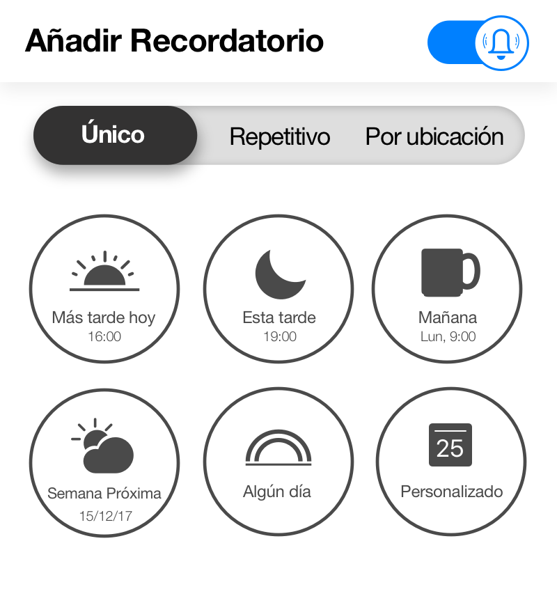 Crea recordatorios únicos, recurrentes, y de ubicación en Any.do